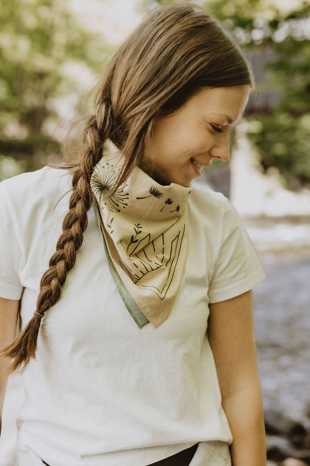 yellow dandelion bandana with sun and side braid