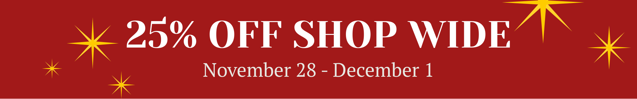 Promotional graphic with a goat wearing a plaid shirt on a red background with stars and sale text.