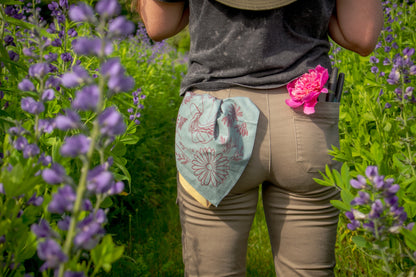 Blue summer flower bandana in garden